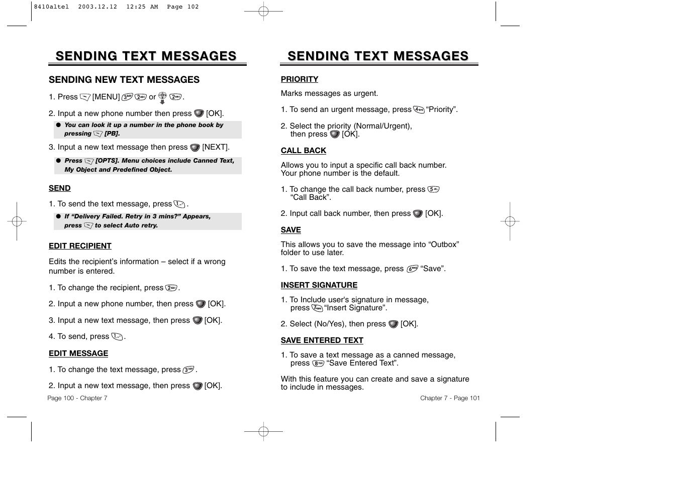 Sending text messages | Audiovox CDM 8410 User Manual | Page 53 / 78