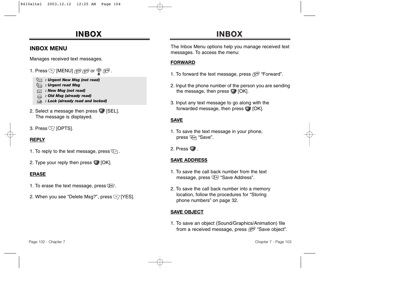 Inbox | Audiovox CDM 8410 User Manual | Page 54 / 78