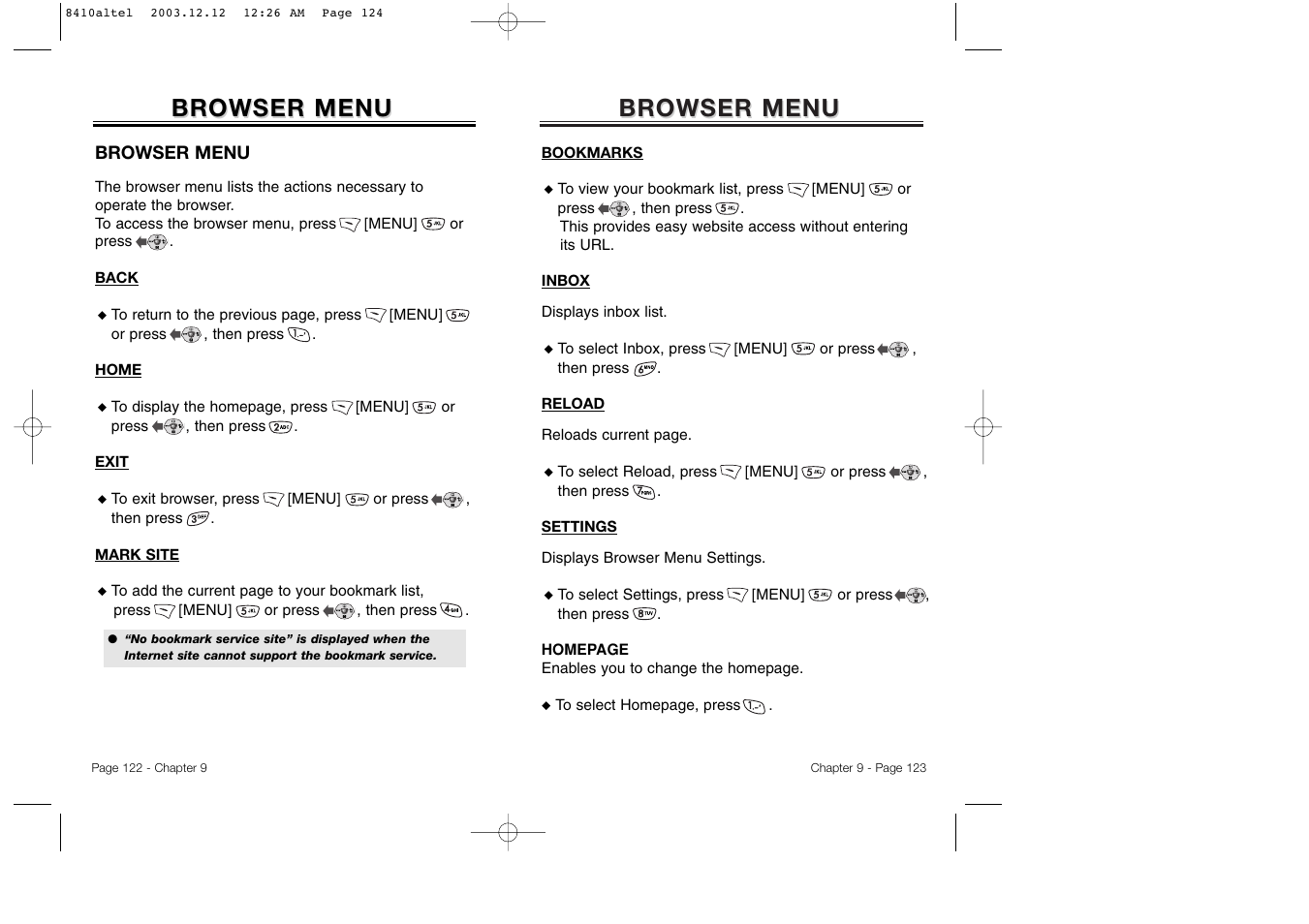 Browser menu | Audiovox CDM 8410 User Manual | Page 64 / 78