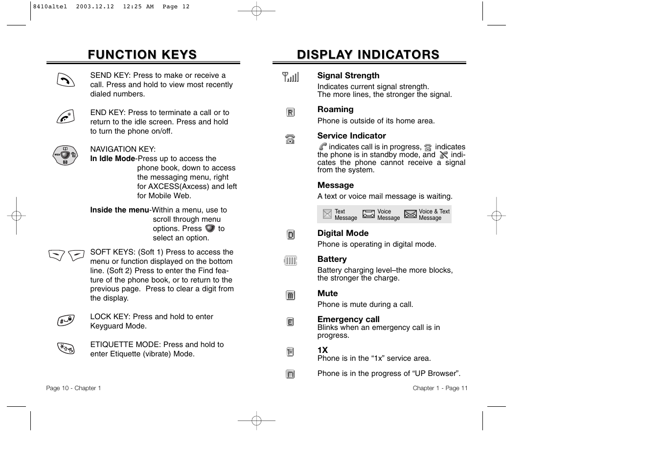 Displa, Displa y indica y indica tors tors, Function keys | Audiovox CDM 8410 User Manual | Page 8 / 78