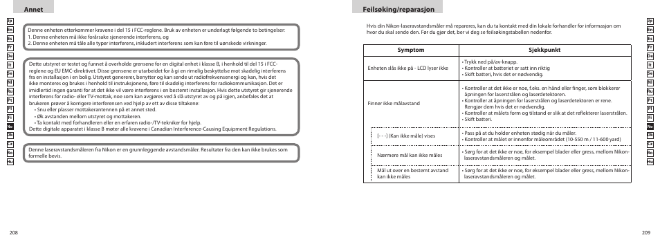 Feilsøking/reparasjon, Annet | Nikon COOLSHOT User Manual | Page 105 / 139