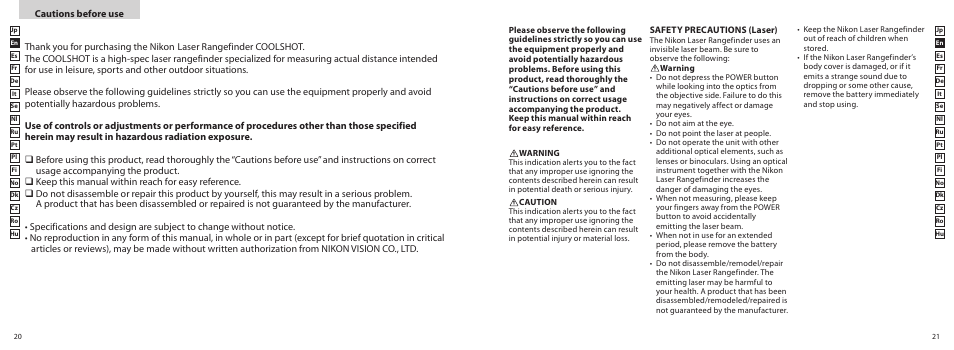 Nikon COOLSHOT User Manual | Page 11 / 139