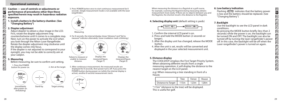 Operational summary | Nikon COOLSHOT User Manual | Page 15 / 139