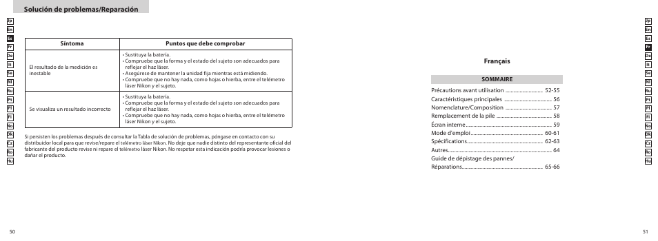 Solución de problemas/reparación, Français | Nikon COOLSHOT User Manual | Page 26 / 139