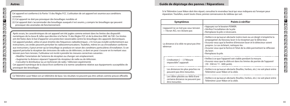 Guide de dépistage des pannes / réparations, Autres | Nikon COOLSHOT User Manual | Page 33 / 139