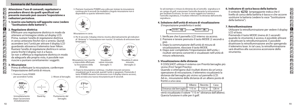 Sommario del funzionamento | Nikon COOLSHOT User Manual | Page 47 / 139