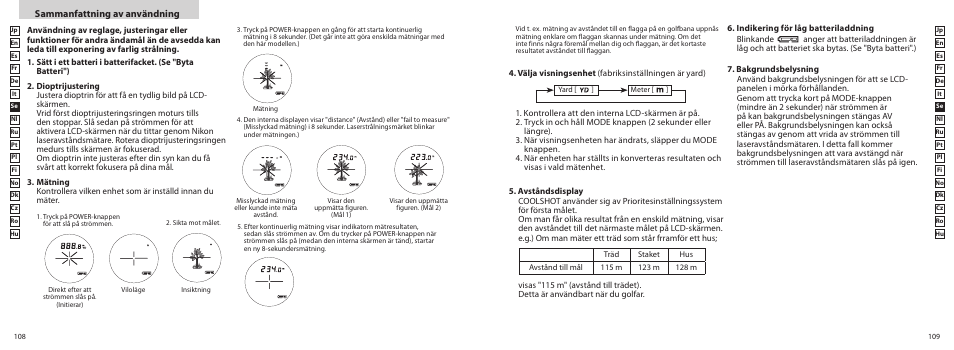 Sammanfattning av användning | Nikon COOLSHOT User Manual | Page 55 / 139