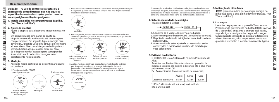 Resumo operacional | Nikon COOLSHOT User Manual | Page 79 / 139