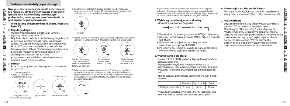 Podsumowanie dotyczące obsługi | Nikon COOLSHOT User Manual | Page 87 / 139