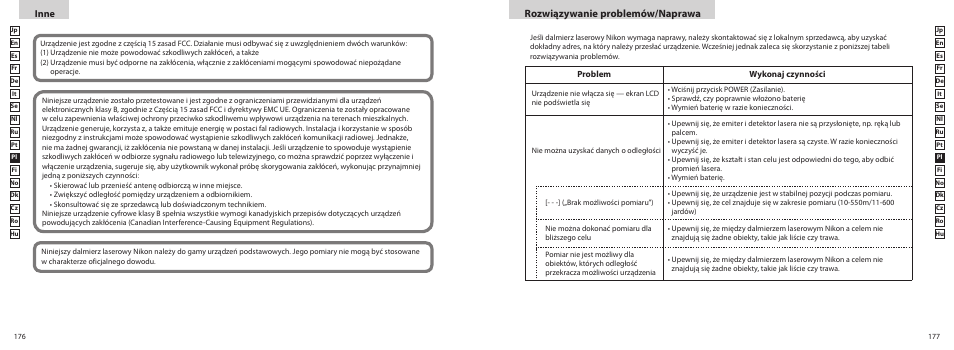 Rozwiązywanie problemów/naprawa, Inne | Nikon COOLSHOT User Manual | Page 89 / 139