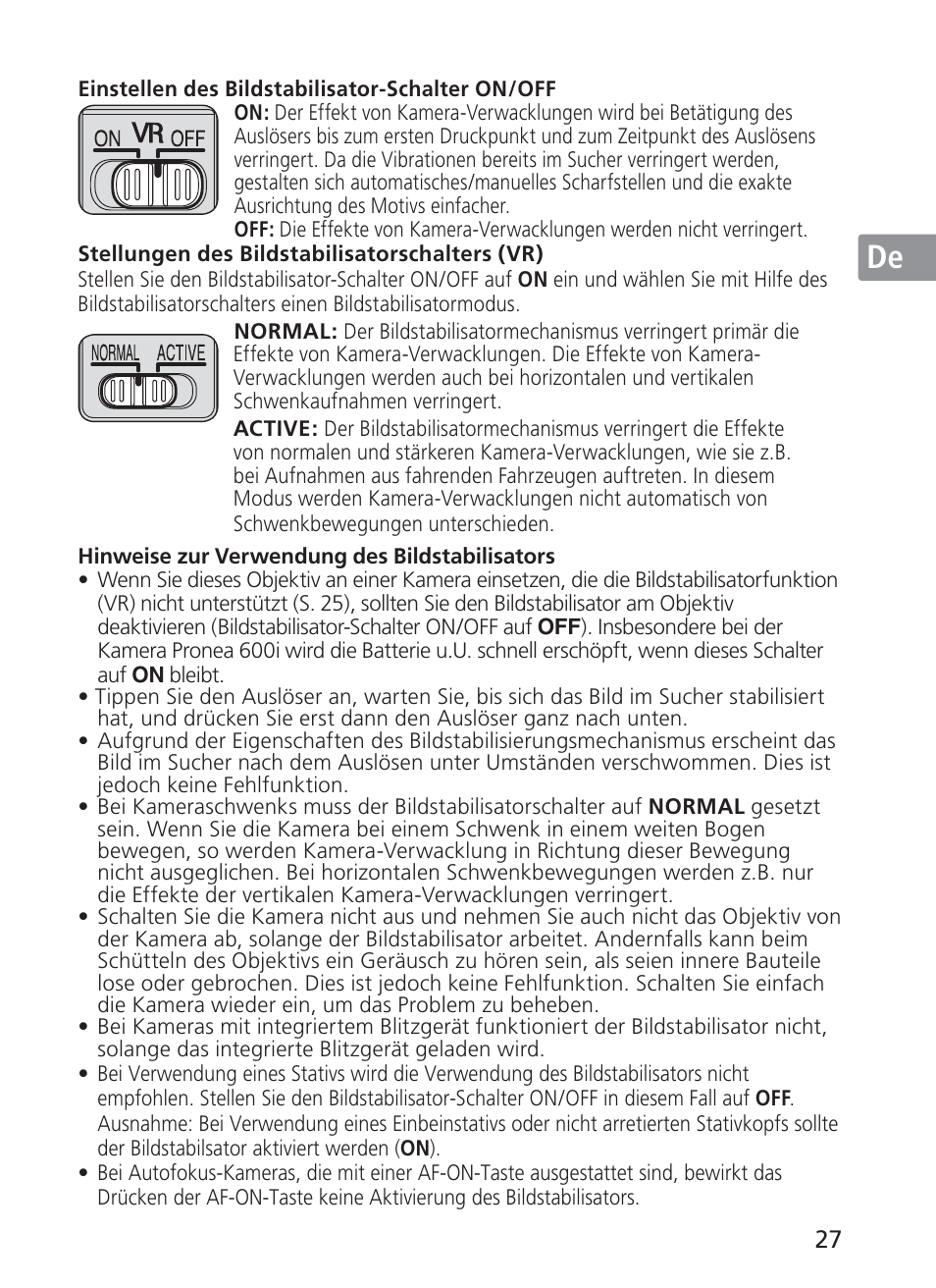 Jp en de fr es se ru nl it ck ch kr | Nikon 28-300mm-f-35-56G-ED-AF-S-VR-Zoom User Manual | Page 27 / 152