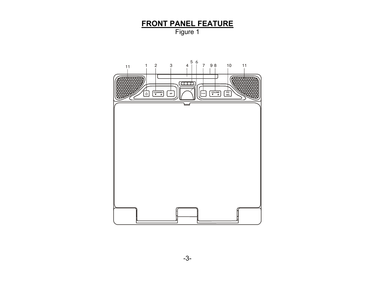 Figure 1, Front panel feature | Audiovox VOH1042 DL User Manual | Page 4 / 16