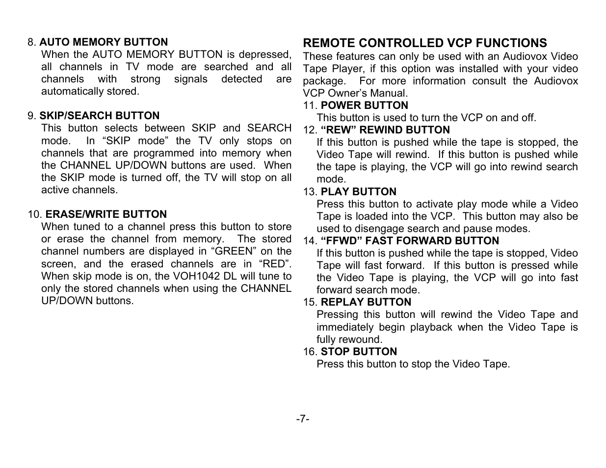 Audiovox VOH1042 DL User Manual | Page 8 / 16