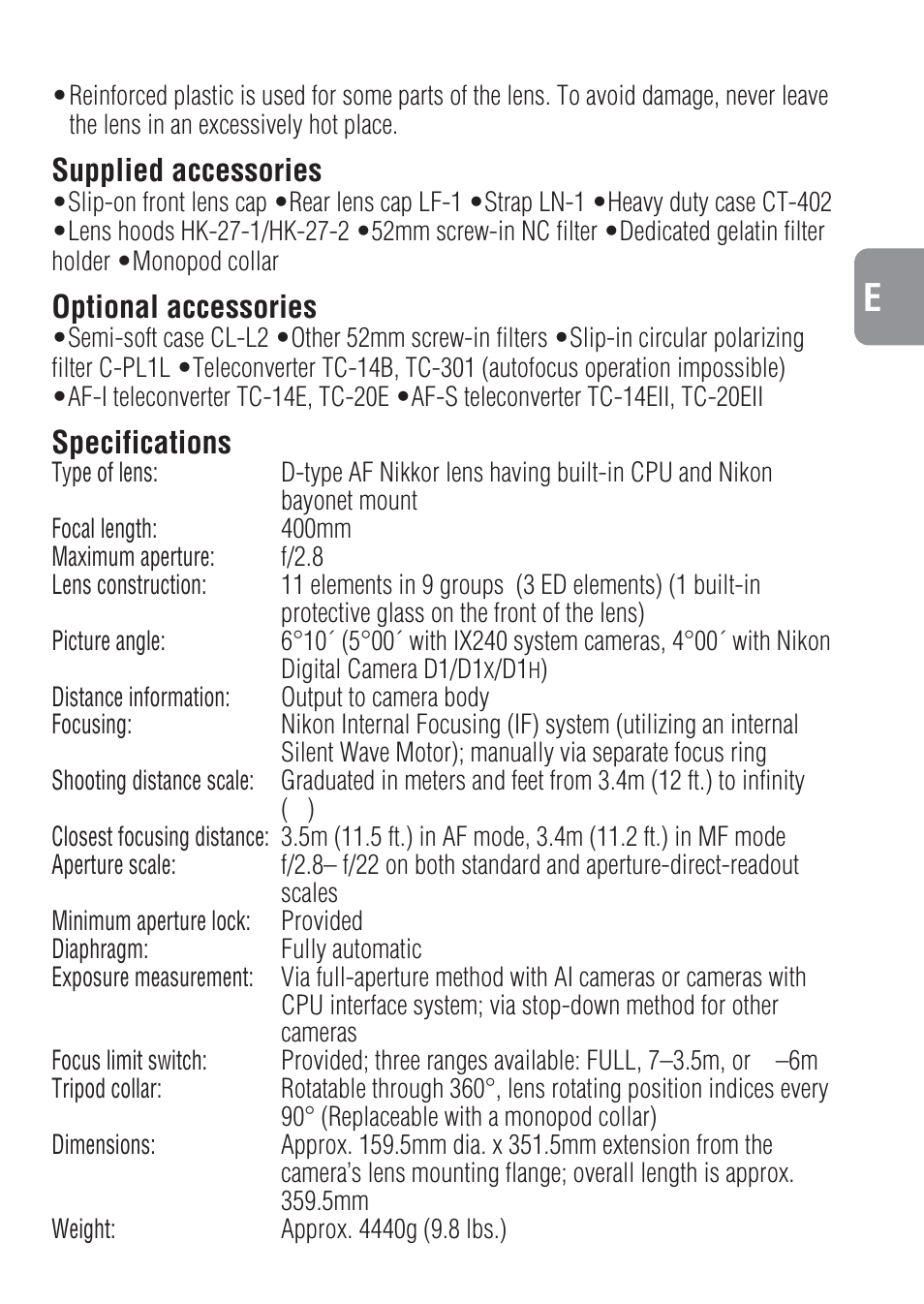 Nikon 400mm-f-28-IF-ED-II-AF-S-Nikkor User Manual | Page 17 / 56