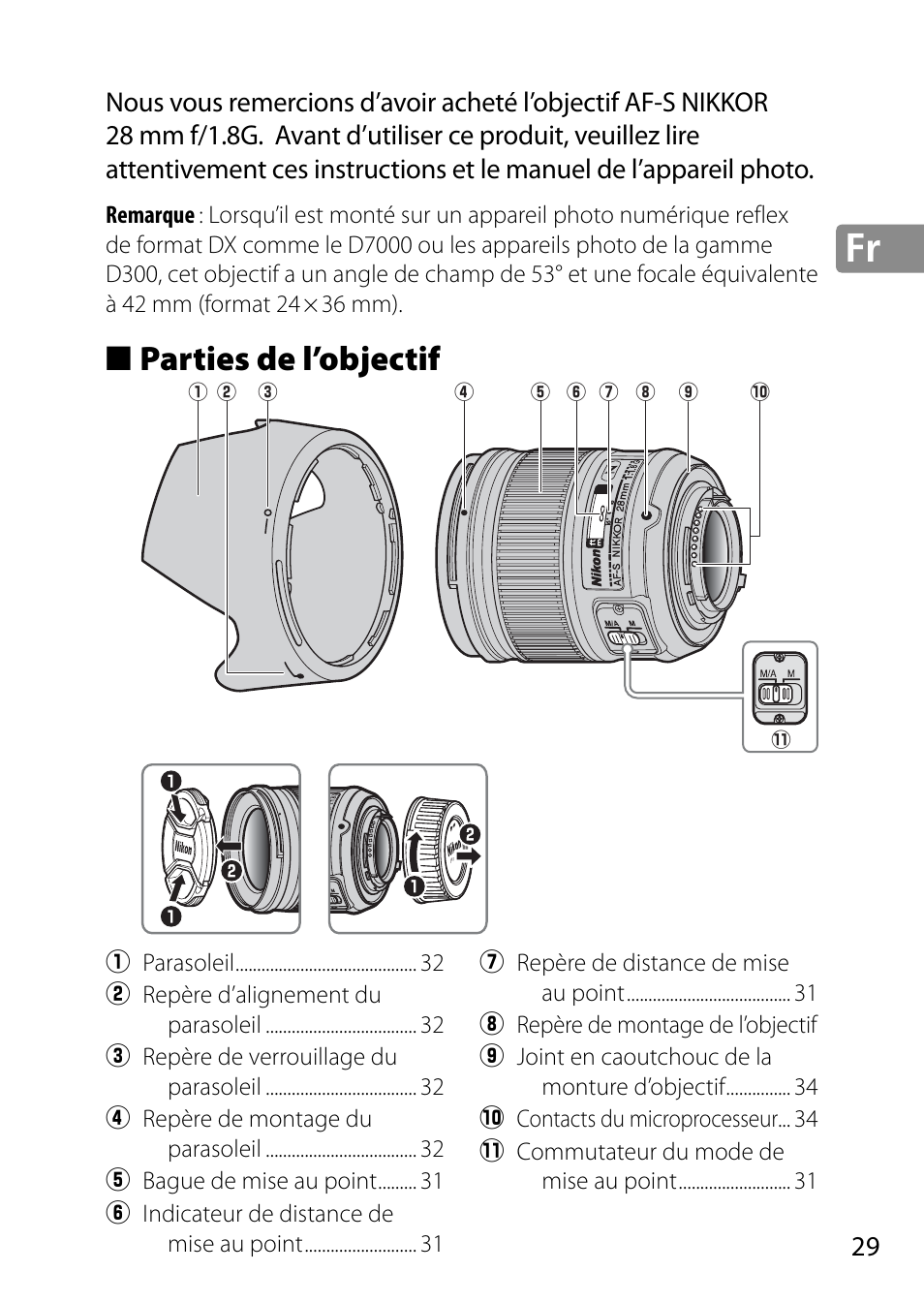 Parties de l’objectif | Nikon 28mm-f-18G-AF-S-Nikkor User Manual | Page 29 / 176