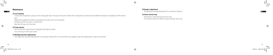 Maintenance | Nikon PROSTAFF User Manual | Page 10 / 138