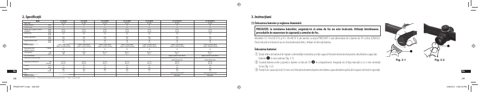 Specificaţii, Instrucţiuni, Fig. 3-1 fig. 3-2 | Nikon PROSTAFF User Manual | Page 125 / 138