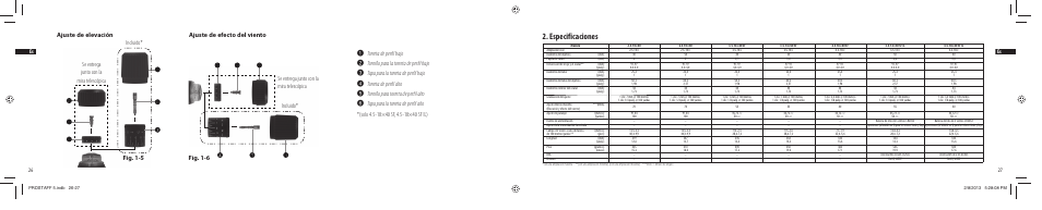 Especificaciones, Fig. 1-6, Fig. 1-5 | Incluido* se entrega junto con la mira telescópica, 26 es 27 es | Nikon PROSTAFF User Manual | Page 14 / 138