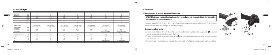 Caractéristiques, Utilisation, Fig. 3-1 fig. 3-2 | 44 fr 45 fr | Nikon PROSTAFF User Manual | Page 23 / 138