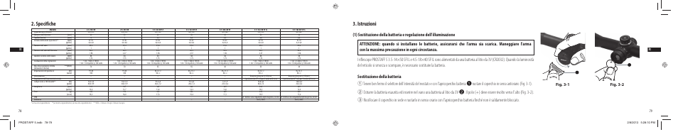 Specifiche, Istruzioni, Fig. 3-1 fig. 3-2 | 78 it 79 it | Nikon PROSTAFF User Manual | Page 40 / 138