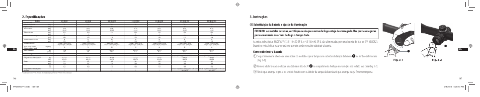 Especificações, Instruções, Fig. 3-1 fig. 3-2 | Nikon PROSTAFF User Manual | Page 74 / 138