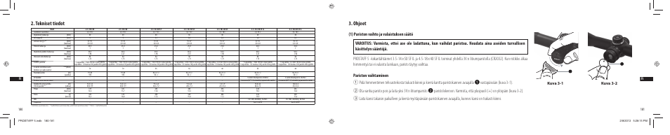 Tekniset tiedot, Ohjeet, Kuva 3-1 kuva 3-2 | Nikon PROSTAFF User Manual | Page 91 / 138