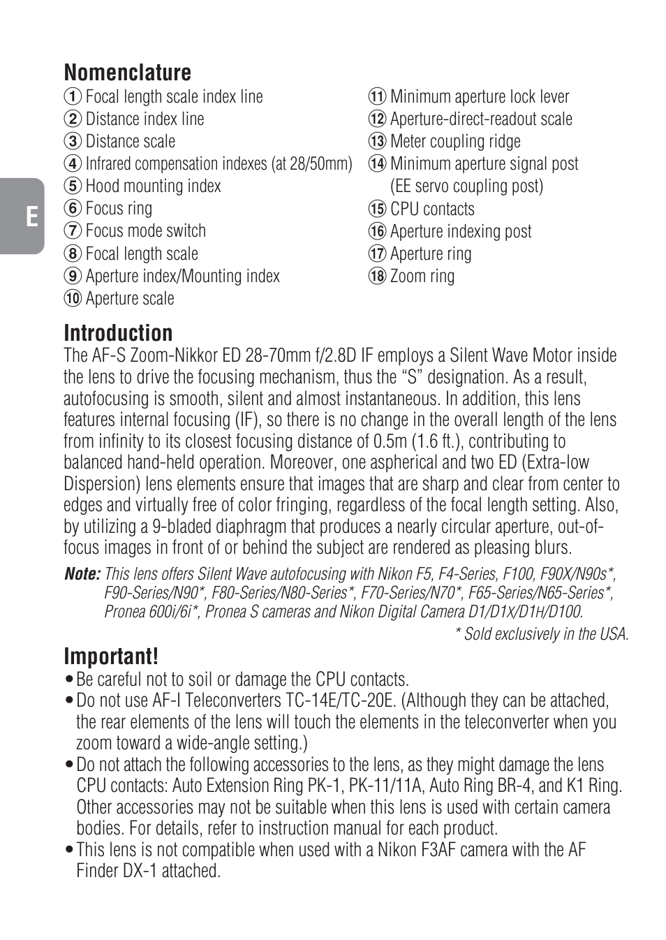 Nikon 28-70mm-f-28D-ED-IF-AF-S-Zoom-Nikkor User Manual | Page 12 / 53