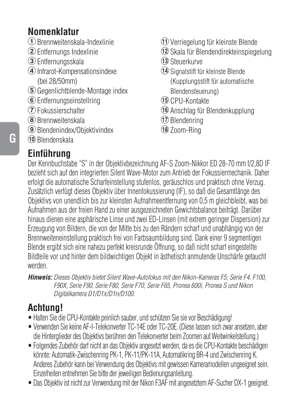 Nikon 28-70mm-f-28D-ED-IF-AF-S-Zoom-Nikkor User Manual | Page 18 / 53