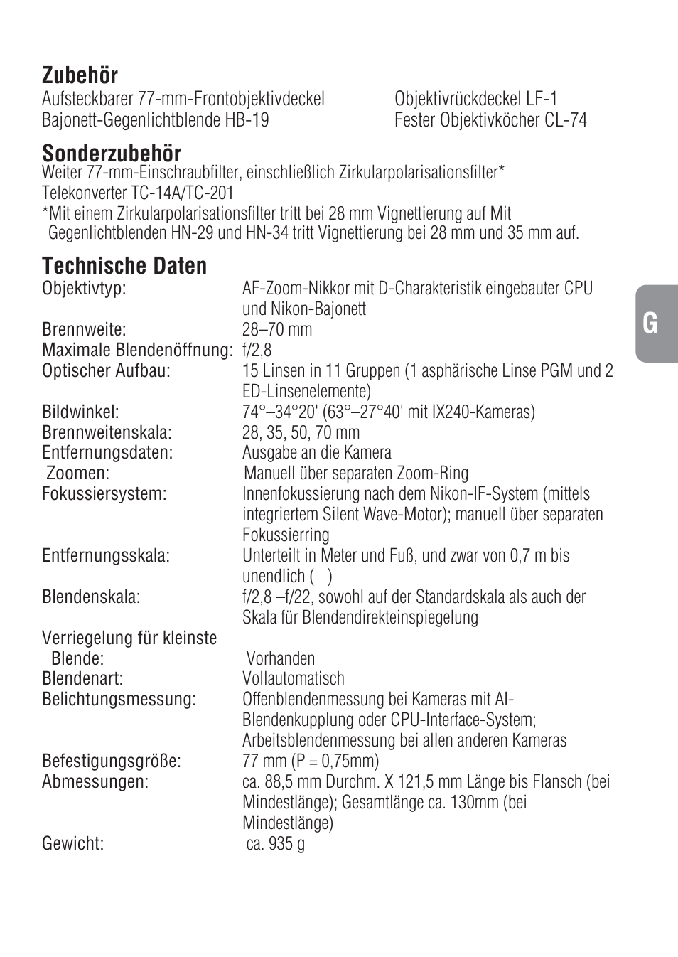 Nikon 28-70mm-f-28D-ED-IF-AF-S-Zoom-Nikkor User Manual | Page 23 / 53