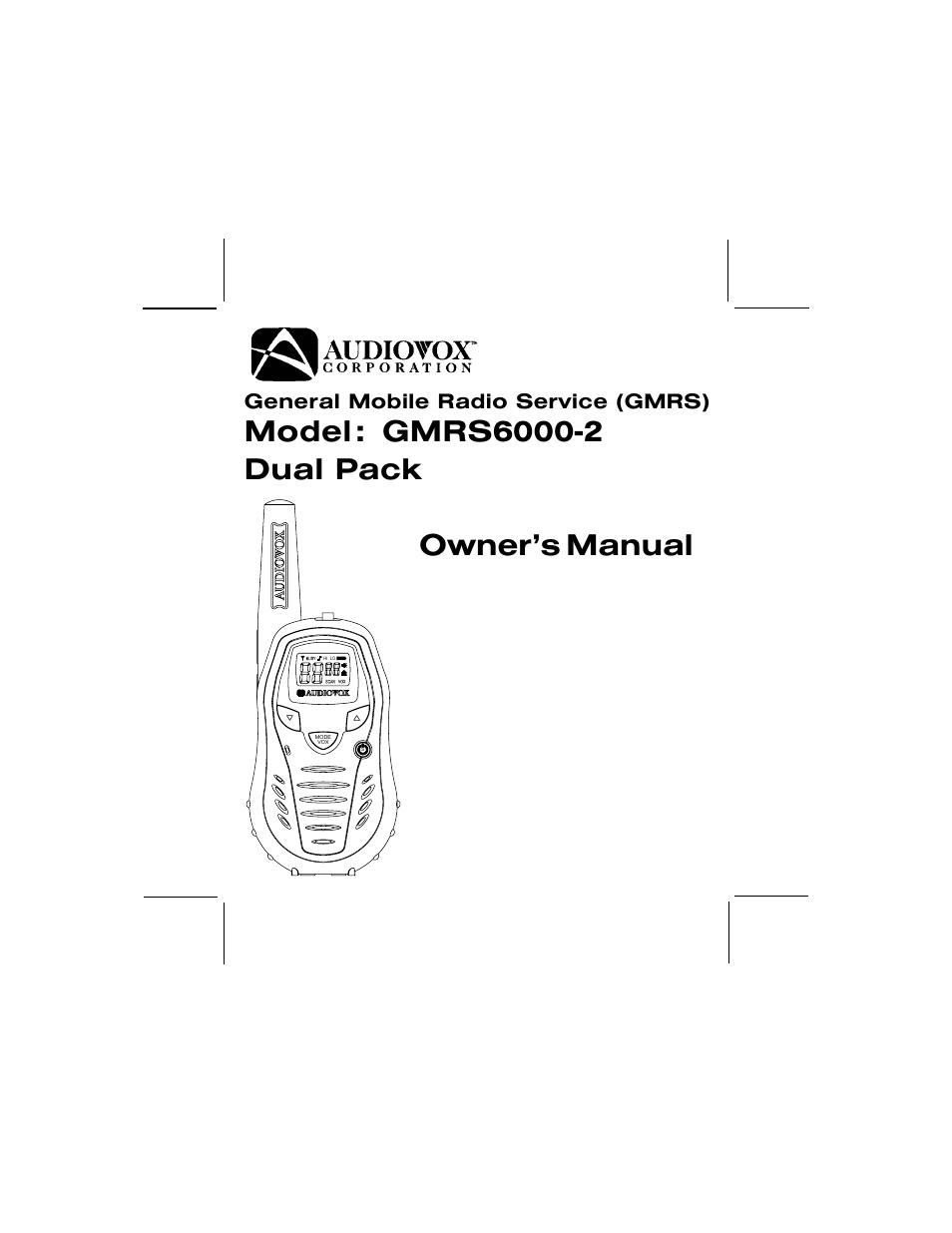 Audiovox GMRS6000-2 User Manual | 28 pages