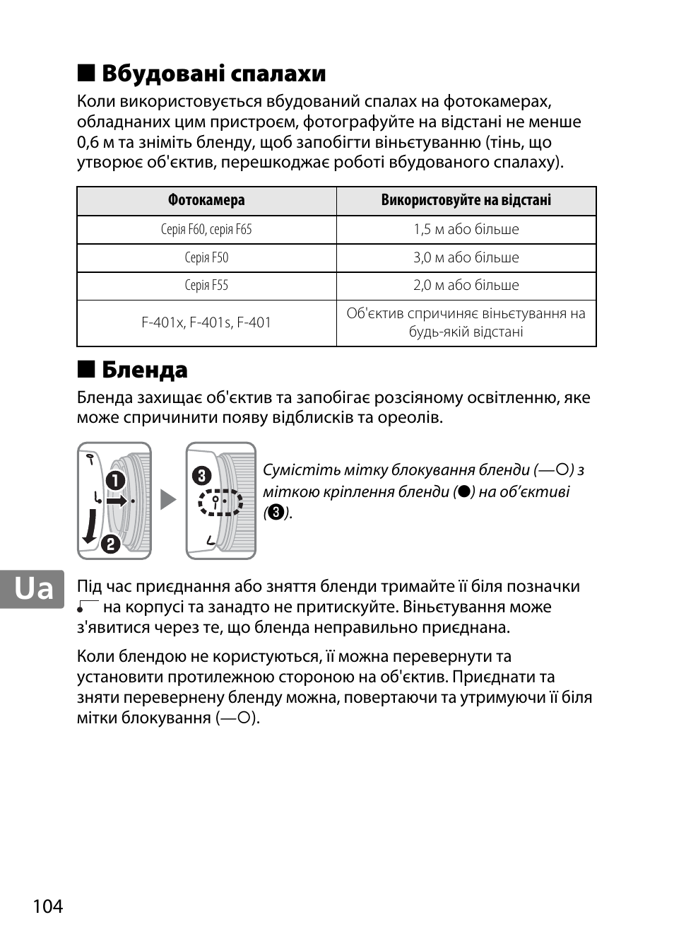 Вбудовані спалахи, Бленда, Jp en de fr es sv ru nl it cz sk ro ua ck ch kr | Nikon 35mm-f-14G-AF-S-Nikkor User Manual | Page 104 / 140