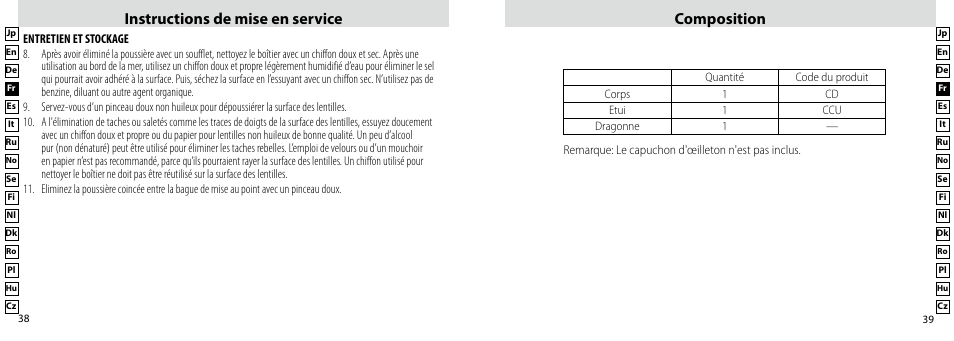 Instructions de mise en service composition | Nikon Compact-Sport-Sprint User Manual | Page 20 / 83