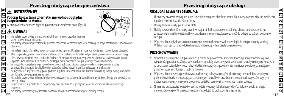 Uwaga, Ostrzeżenie | Nikon Compact-Sport-Sprint User Manual | Page 69 / 83