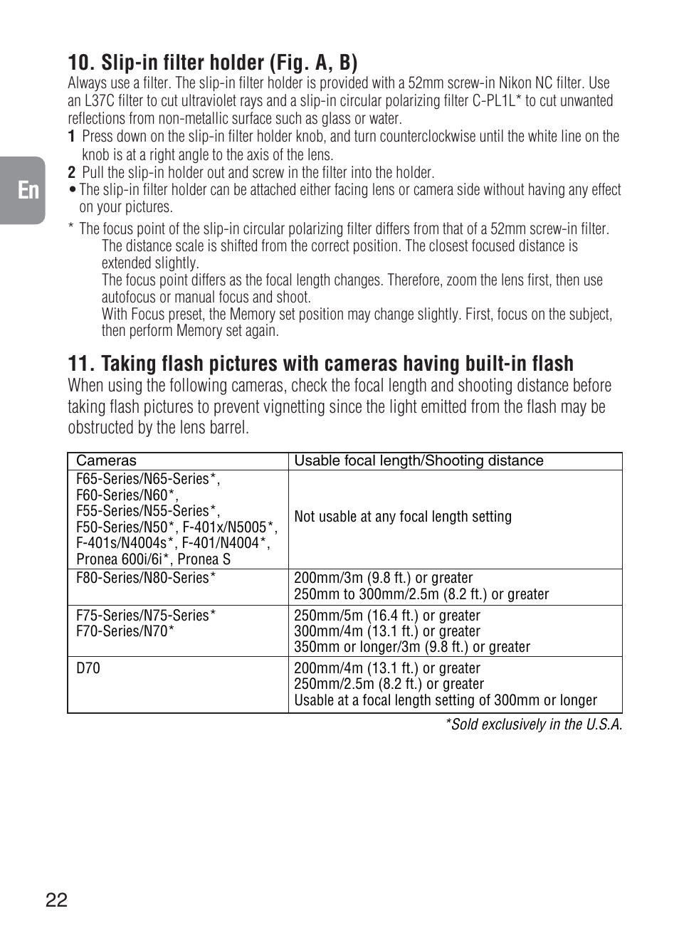Slip-in filter holder (fig. a, b) | Nikon 200-400mm-f-4G-ED-IF-AF-S-VR-Zoom User Manual | Page 22 / 87