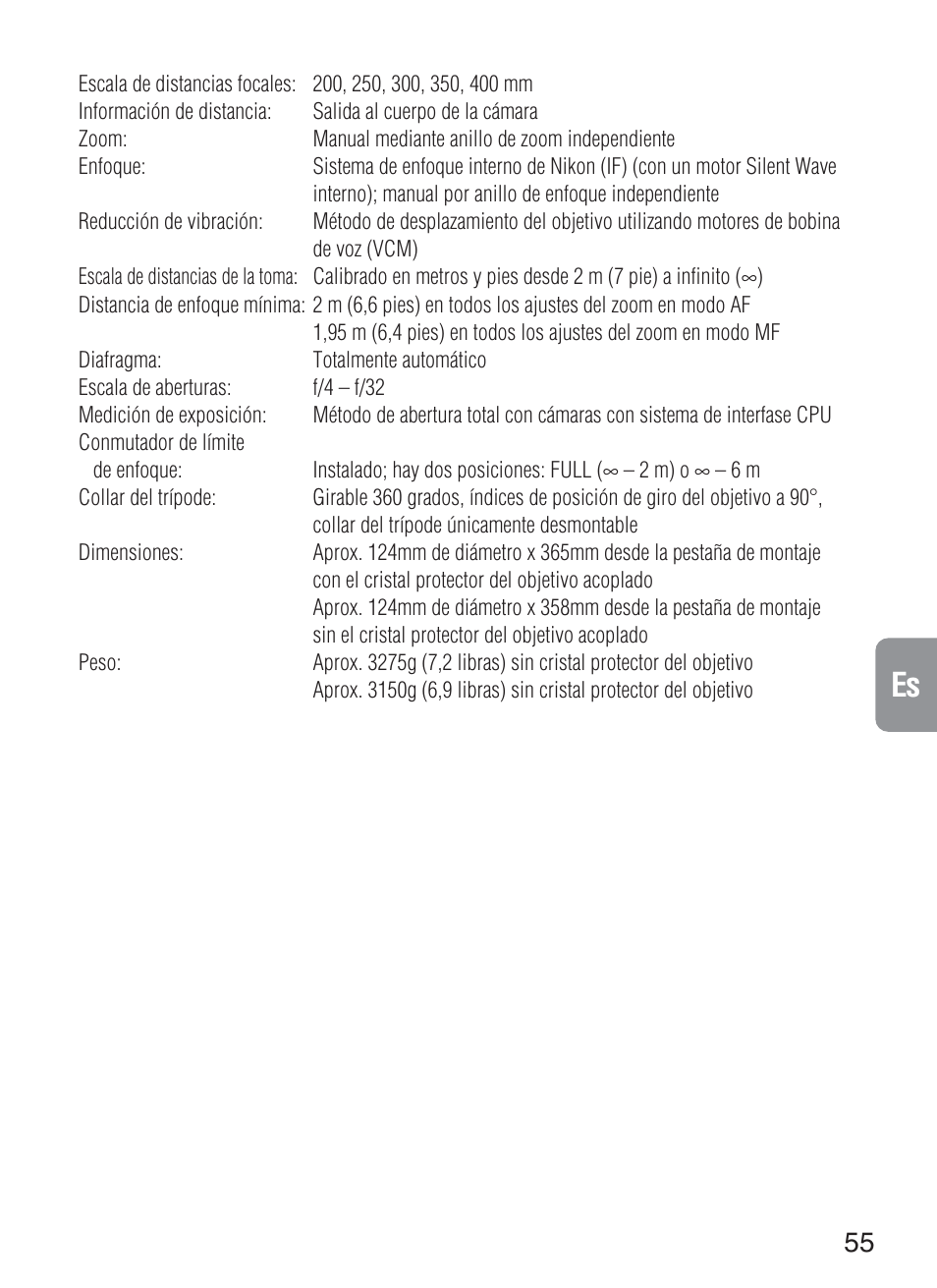 Nikon 200-400mm-f-4G-ED-IF-AF-S-VR-Zoom User Manual | Page 55 / 87