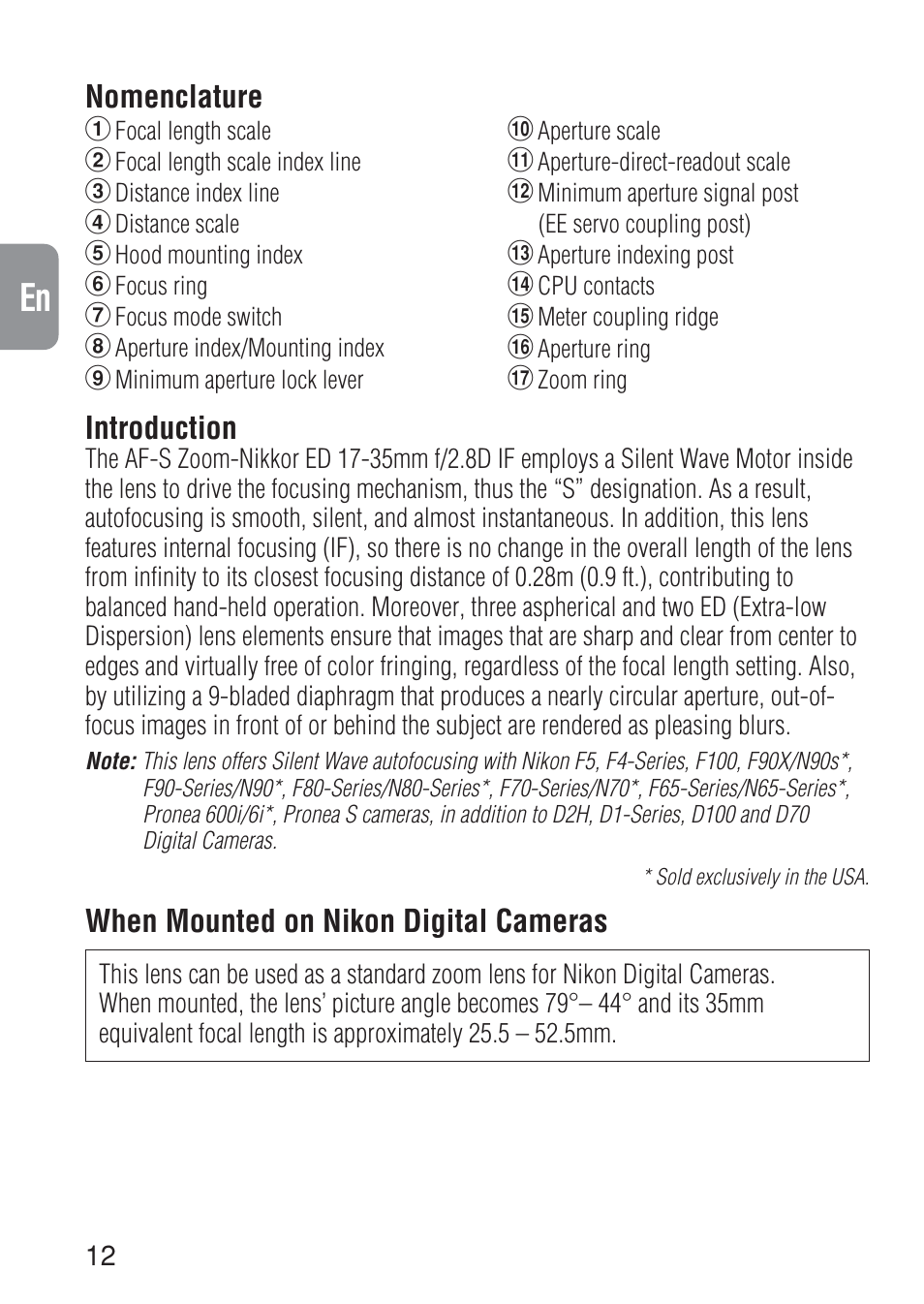 Ch jp en de fr es it ck | Nikon 17-35mm-f-28D-ED-IF-AF-S-Zoom-Nikkor User Manual | Page 12 / 60