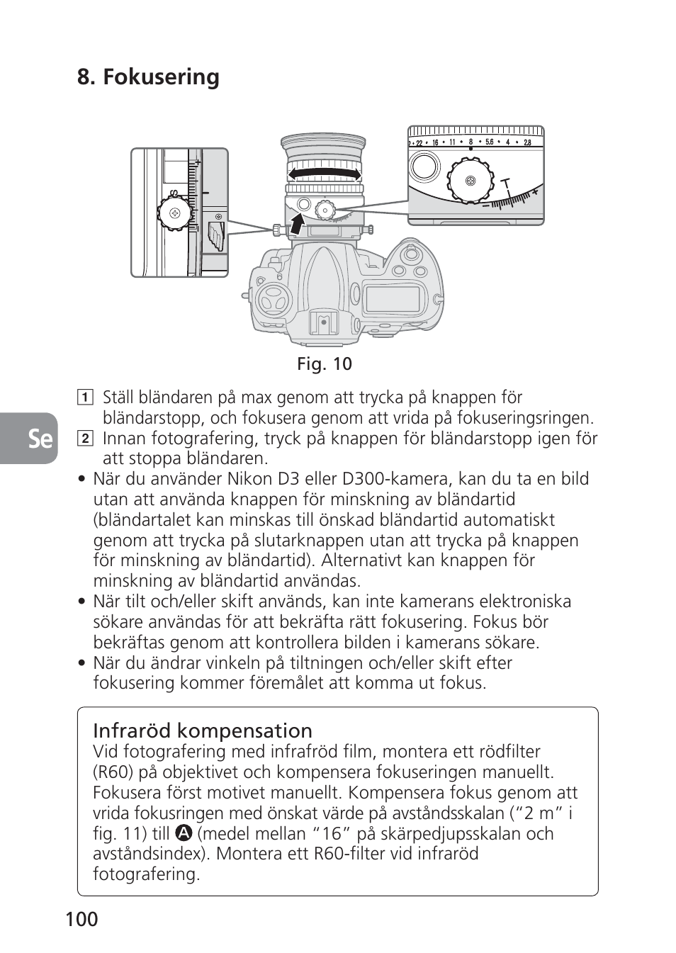 Fokusering | Nikon 85mm-f-28D-PC-E-Nikkor User Manual | Page 100 / 252