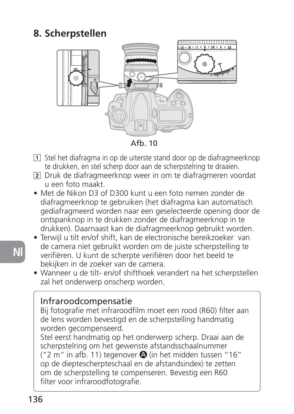 Scherpstellen | Nikon 85mm-f-28D-PC-E-Nikkor User Manual | Page 136 / 252