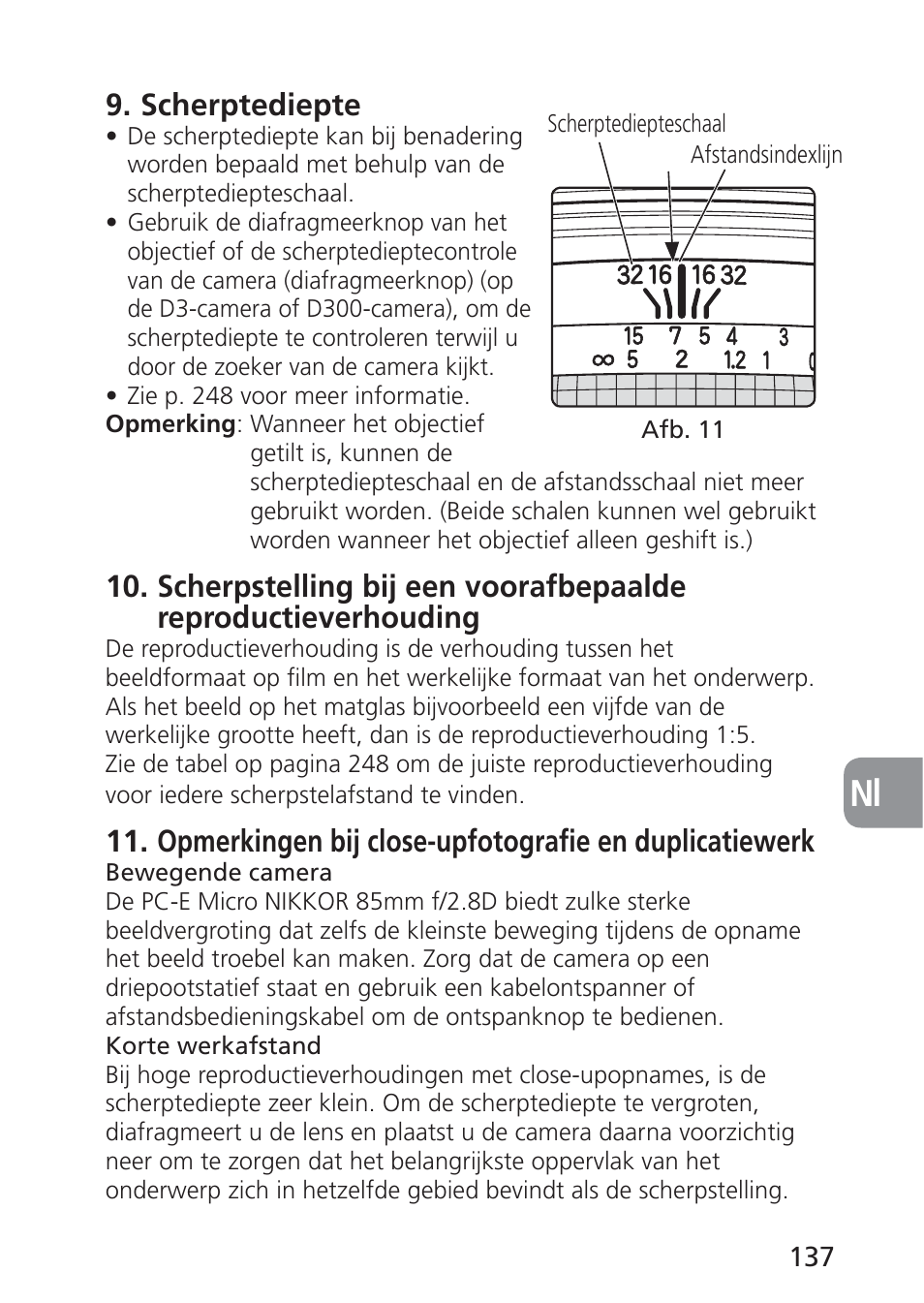 Scherptediepte | Nikon 85mm-f-28D-PC-E-Nikkor User Manual | Page 137 / 252