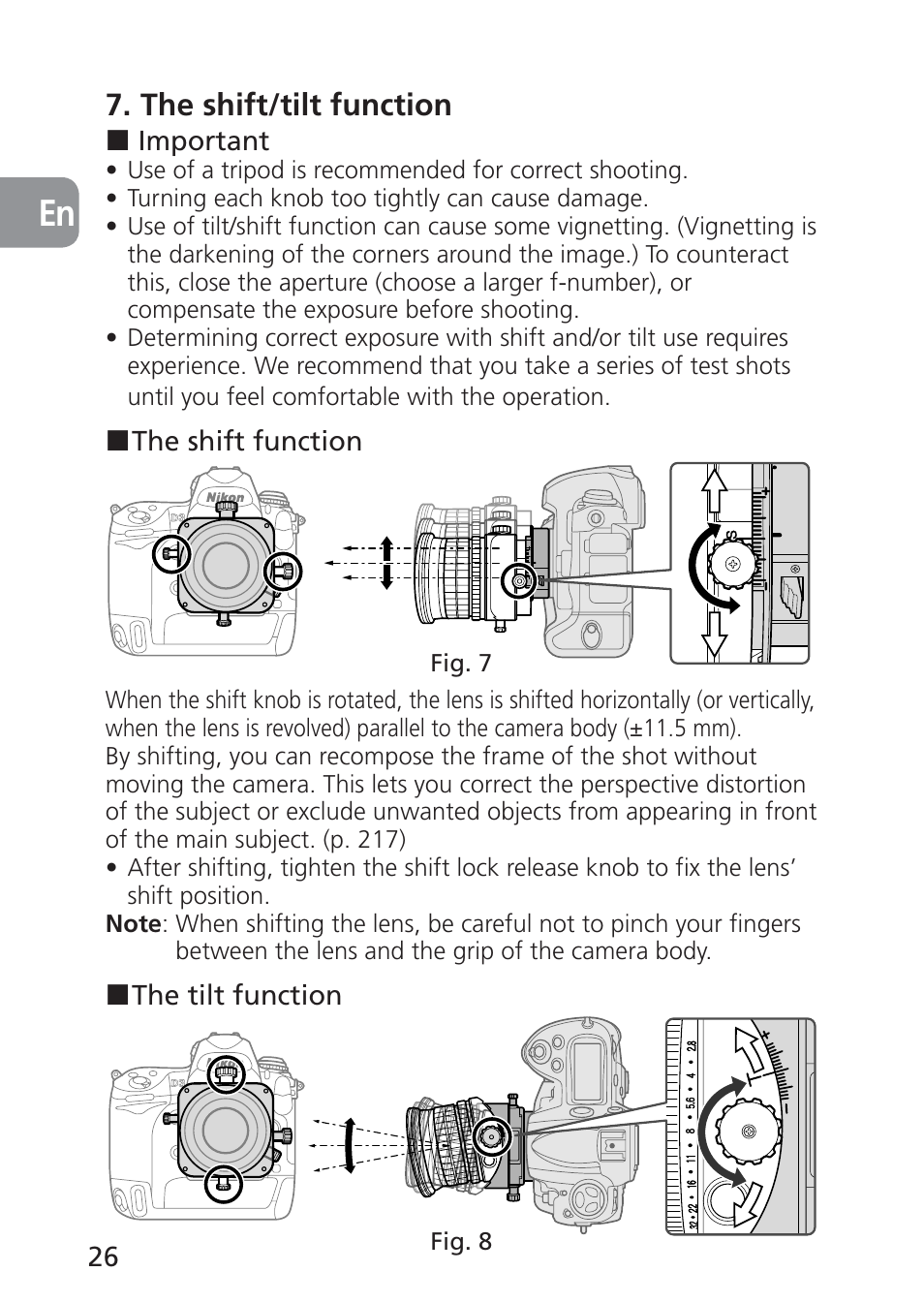 The shift/tilt function | Nikon 85mm-f-28D-PC-E-Nikkor User Manual | Page 26 / 252