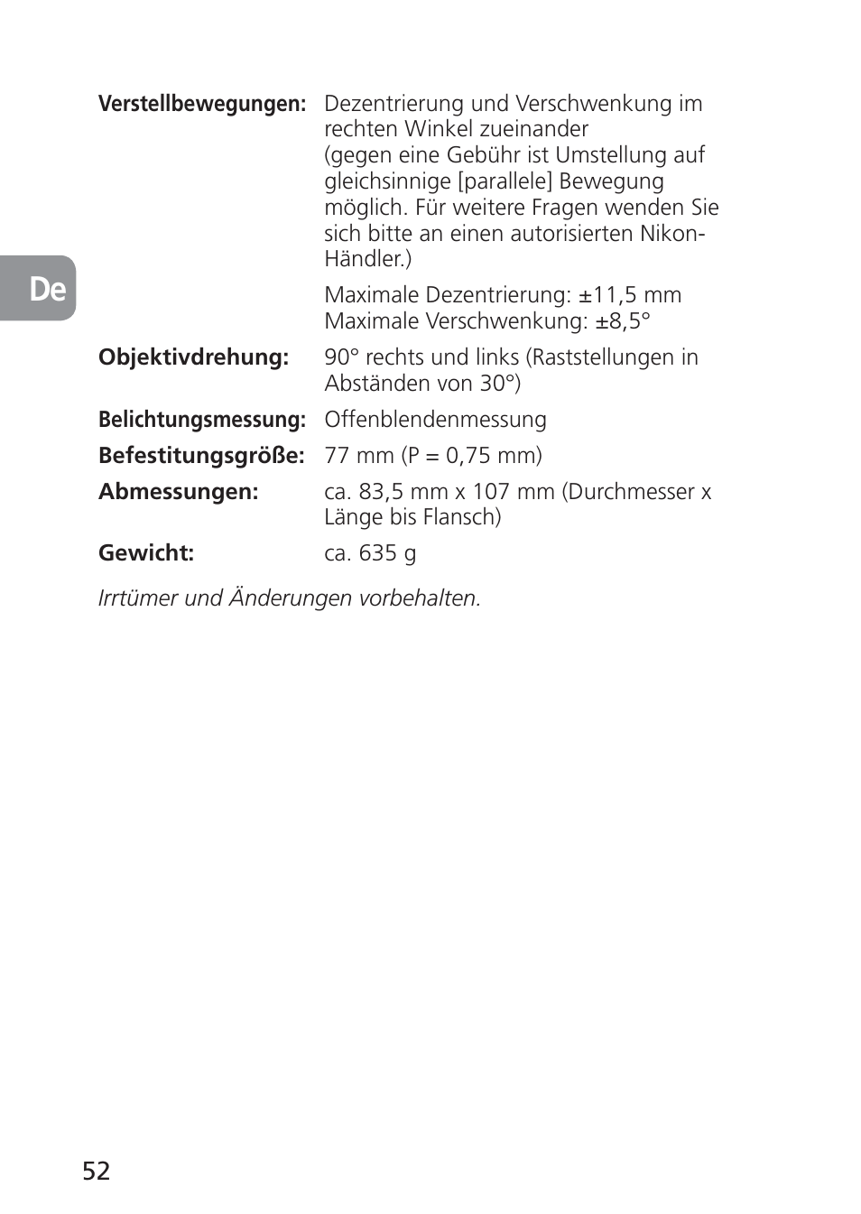 Nikon 85mm-f-28D-PC-E-Nikkor User Manual | Page 52 / 252