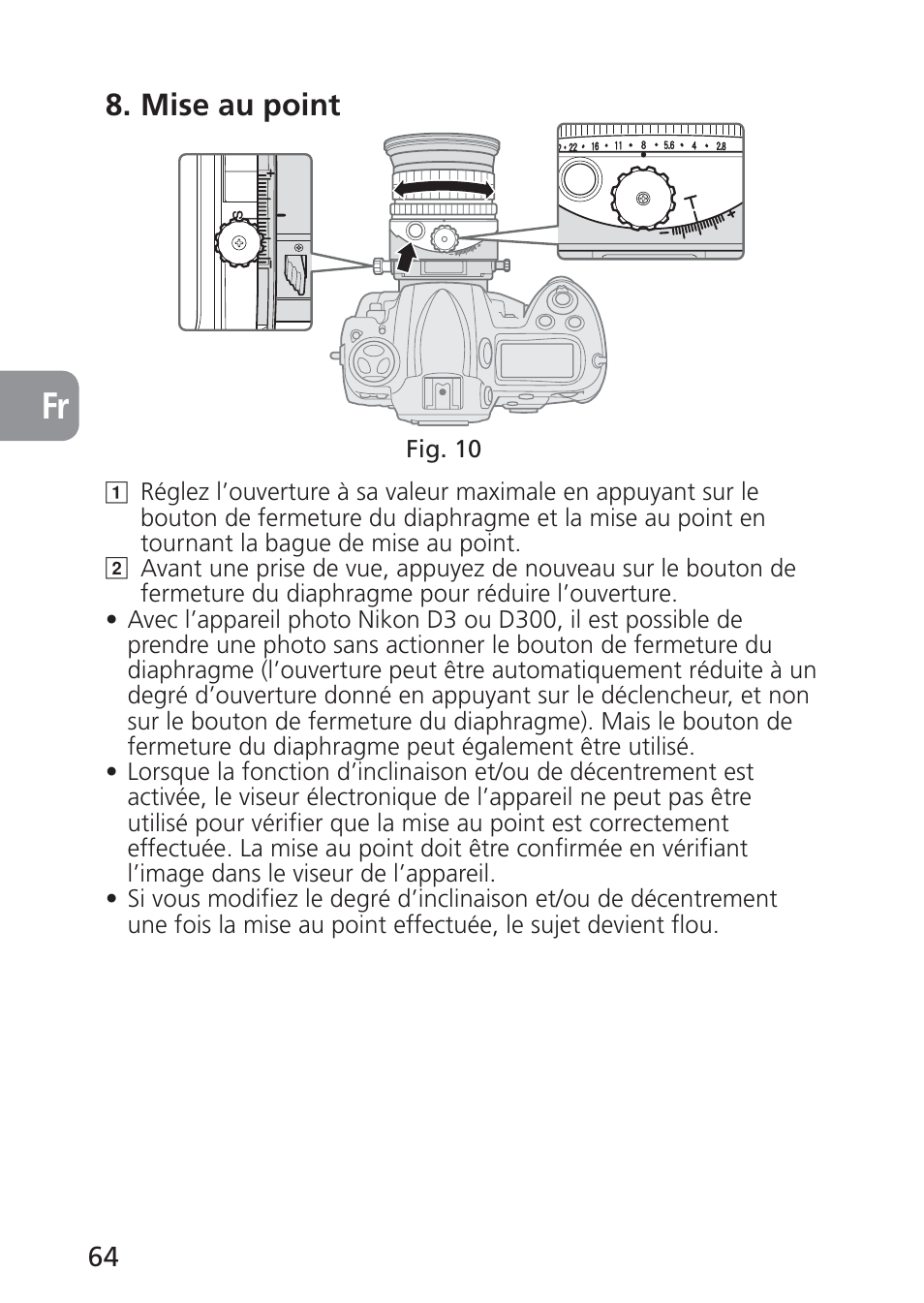 Mise au point | Nikon 85mm-f-28D-PC-E-Nikkor User Manual | Page 64 / 252