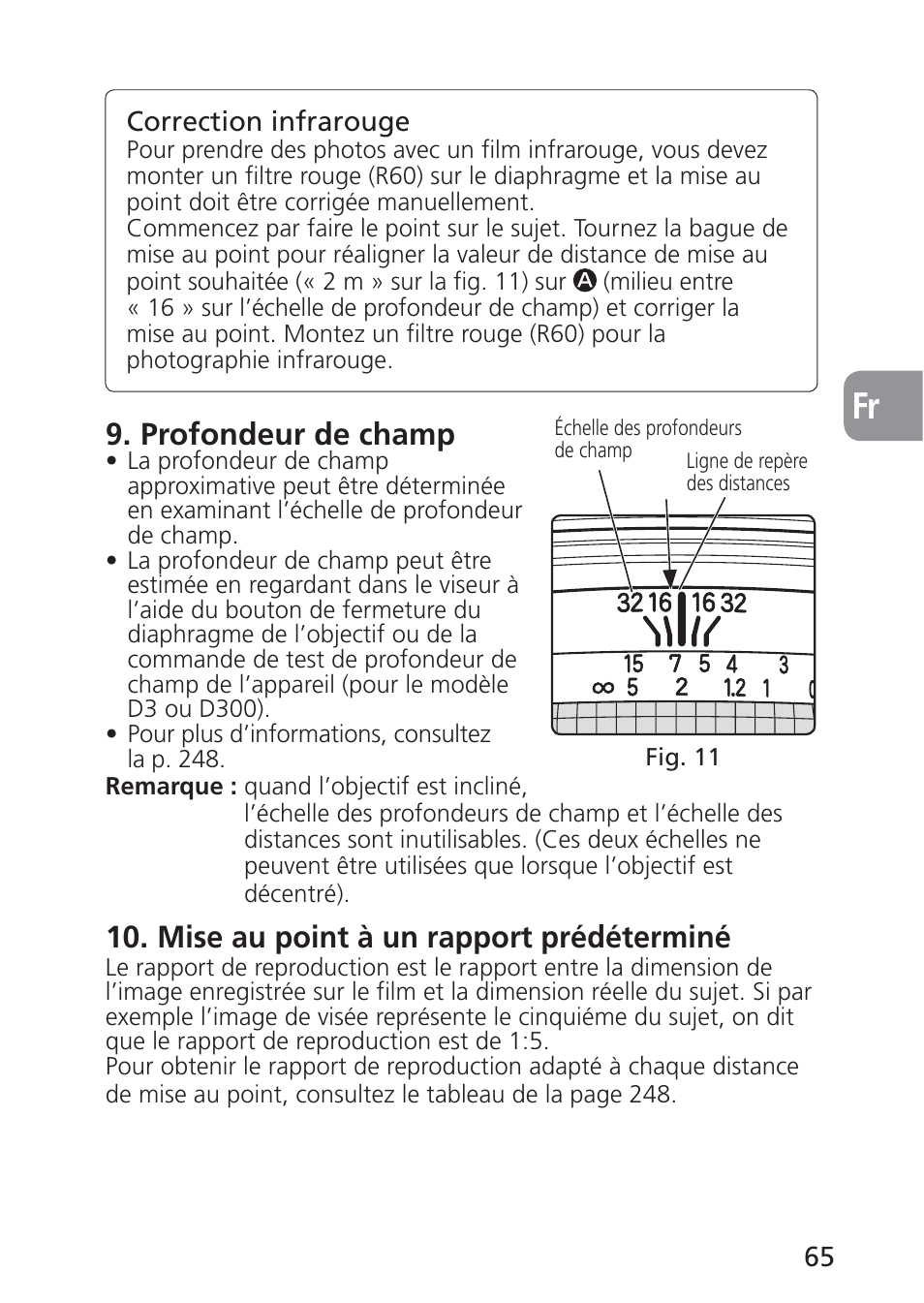 Profondeur de champ, Mise au point à un rapport prédéterminé | Nikon 85mm-f-28D-PC-E-Nikkor User Manual | Page 65 / 252