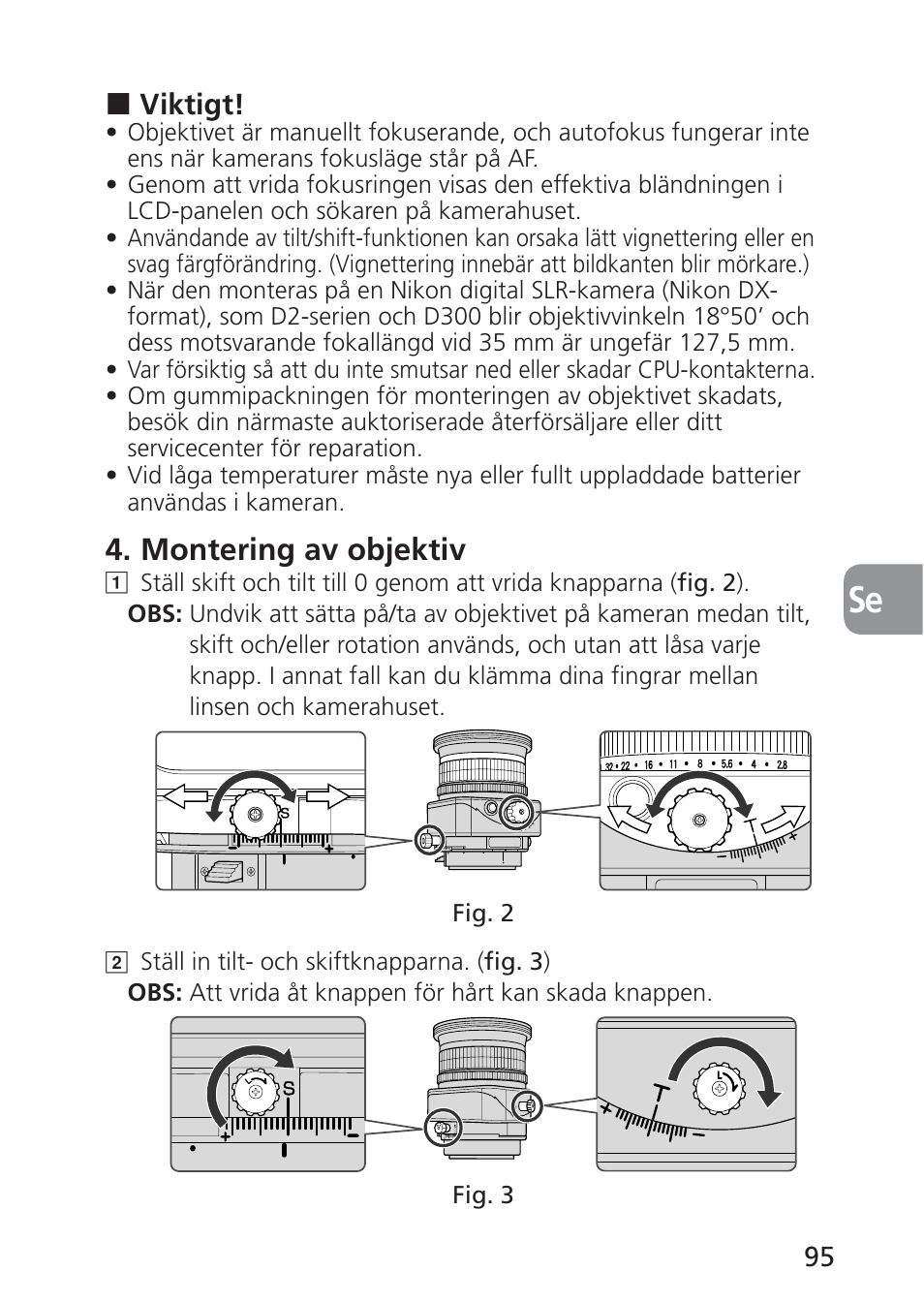Montering av objektiv | Nikon 85mm-f-28D-PC-E-Nikkor User Manual | Page 95 / 252