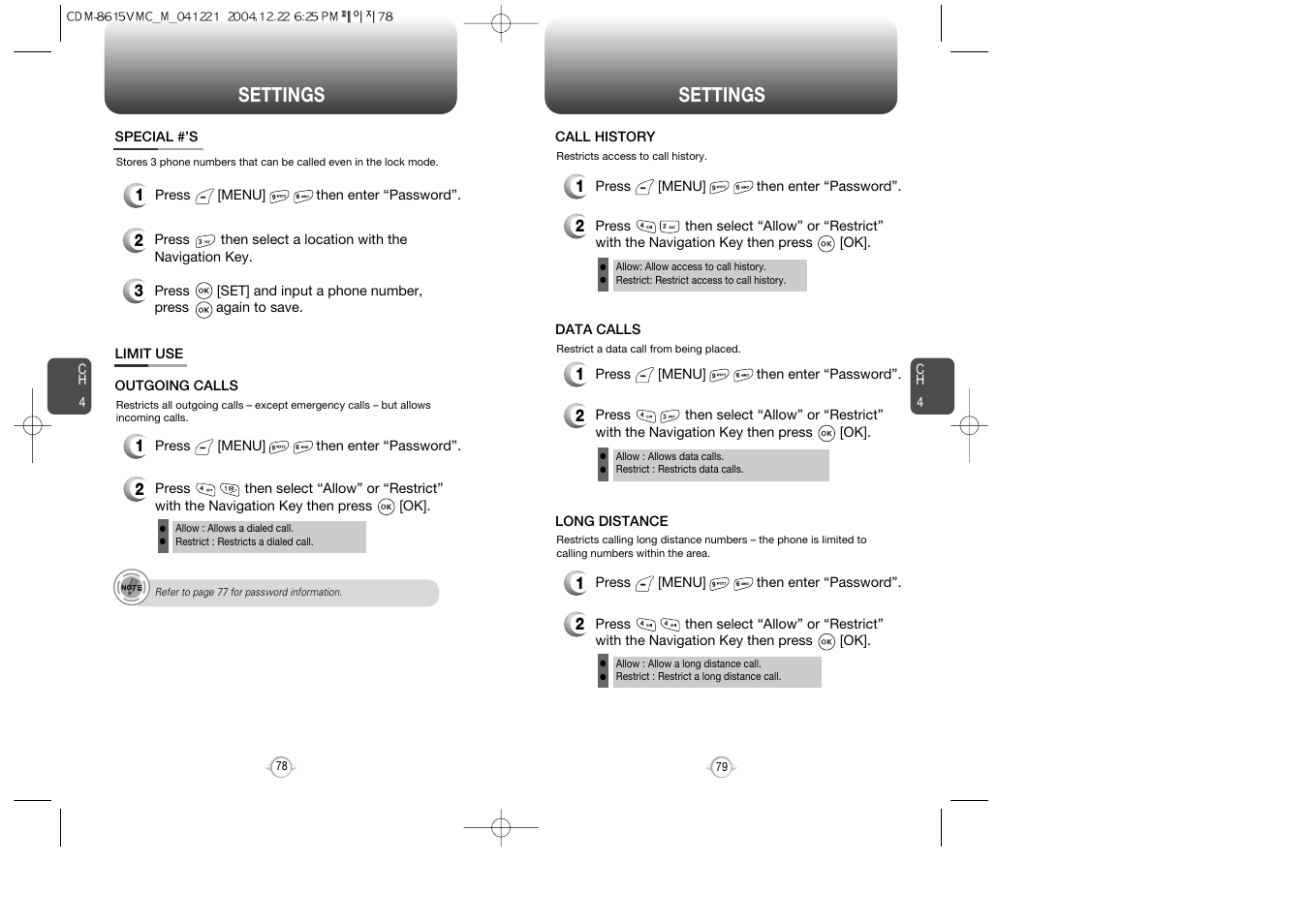 Settings | Audiovox CDM-8615 User Manual | Page 41 / 66