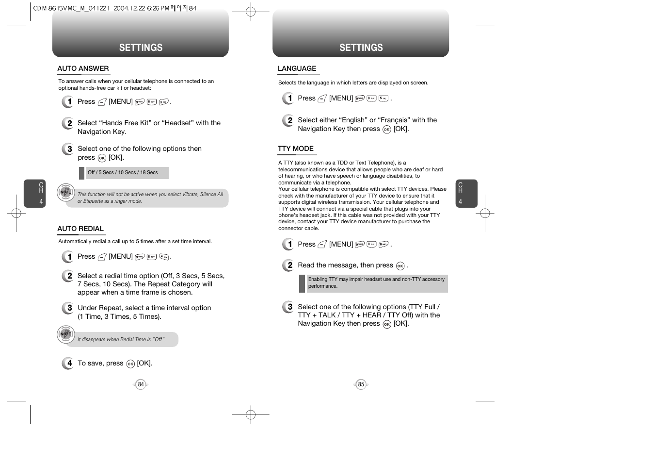 Settings | Audiovox CDM-8615 User Manual | Page 44 / 66
