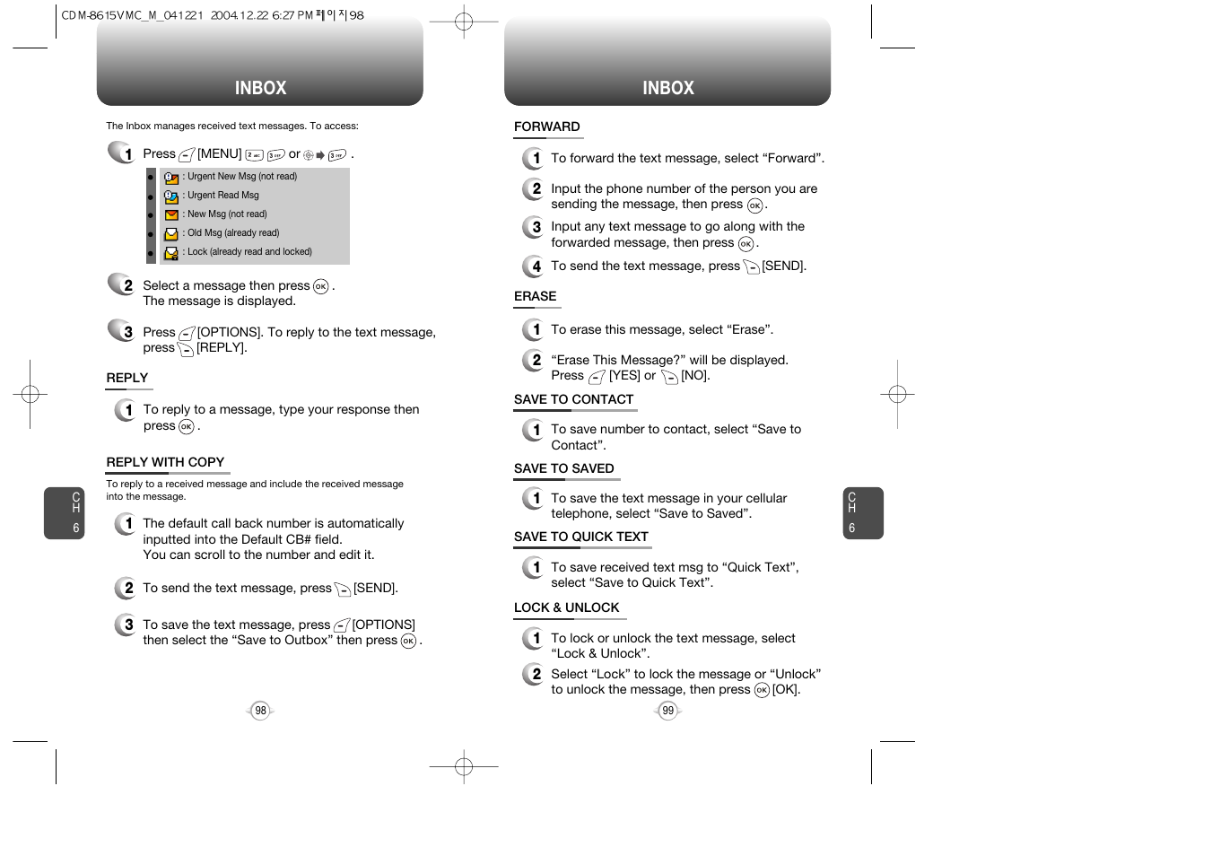 Inbox | Audiovox CDM-8615 User Manual | Page 51 / 66