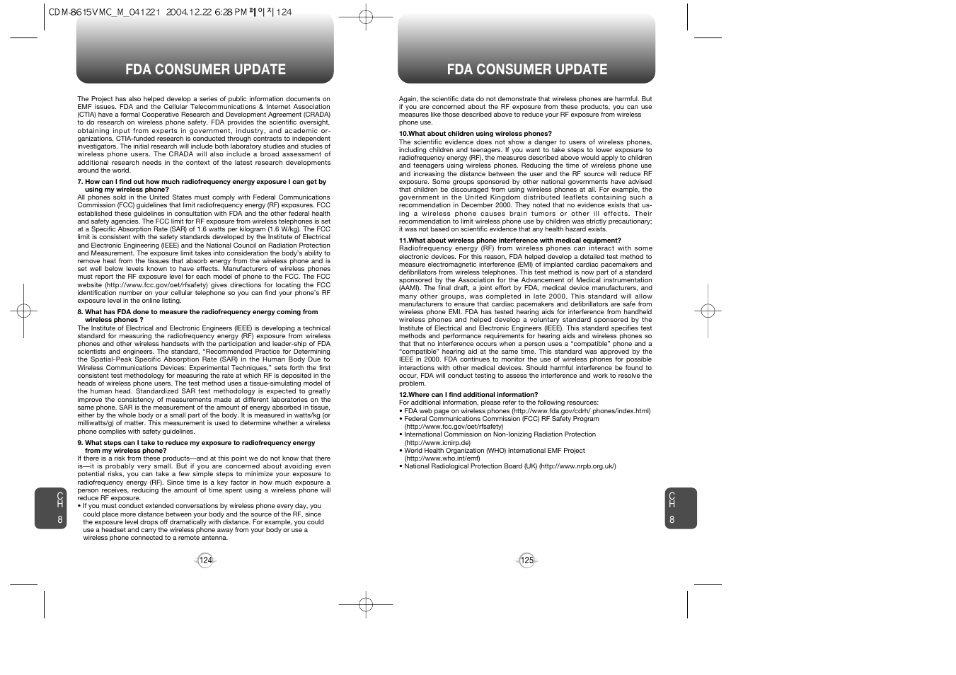 Fda consumer update | Audiovox CDM-8615 User Manual | Page 64 / 66