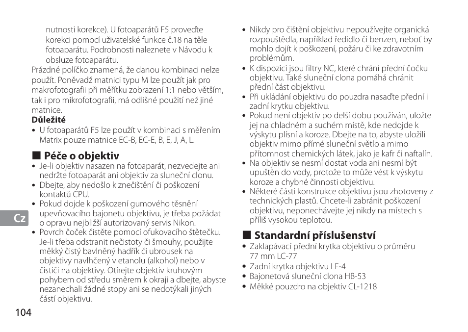 Jp de fr es se ru nl it cz sk ck ch kr cz | Nikon 24-120mm-f-4G-ED-AF-S-VR-Zoom-Nikkor User Manual | Page 104 / 164