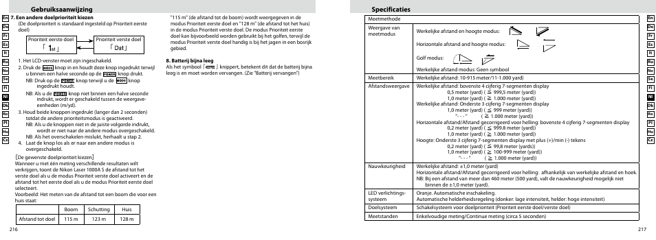 Gebruiksaanwijzing, Specificaties | Nikon Laser User Manual | Page 109 / 168